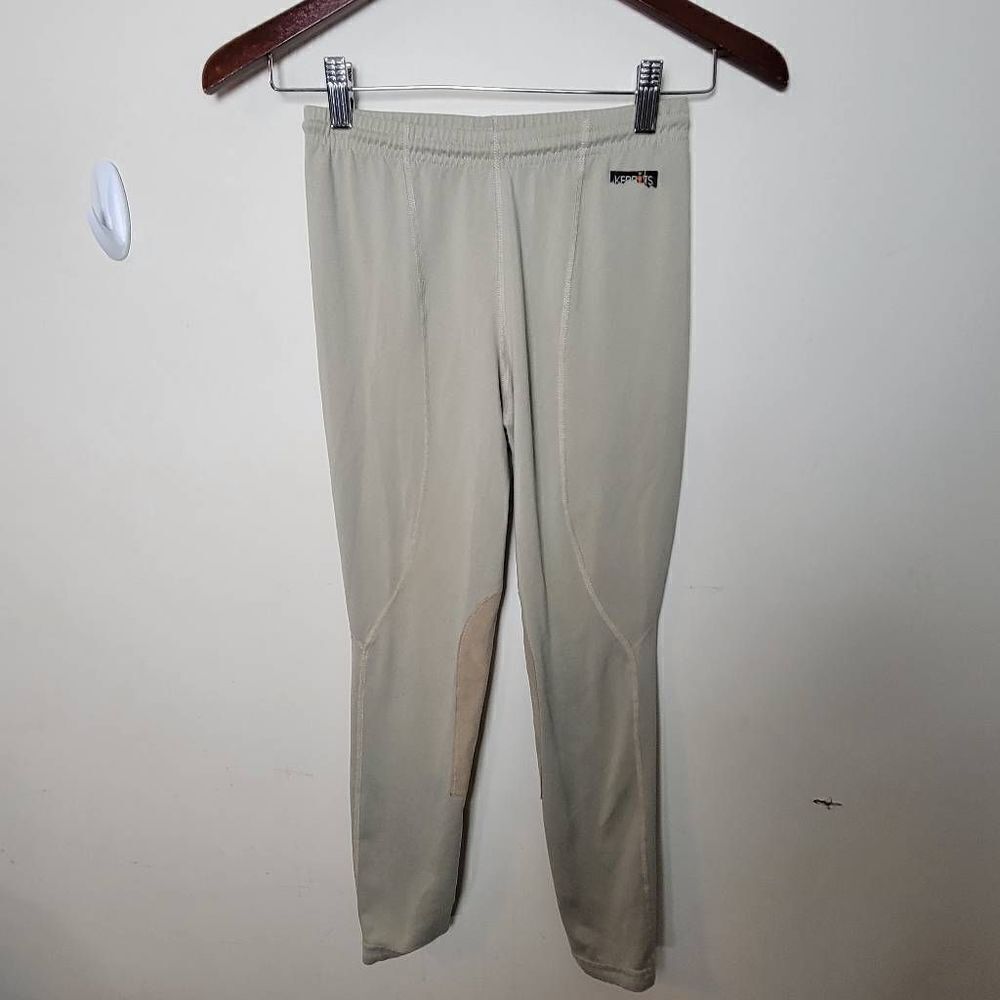 KERRITS 'PERFORMANCE' TECH EQUESTRIAN RIDING TIGHTS IN TAN - CHILDREN'S XL